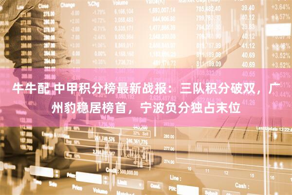 牛牛配 中甲积分榜最新战报：三队积分破双，广州豹稳居榜首，宁波负分独占末位